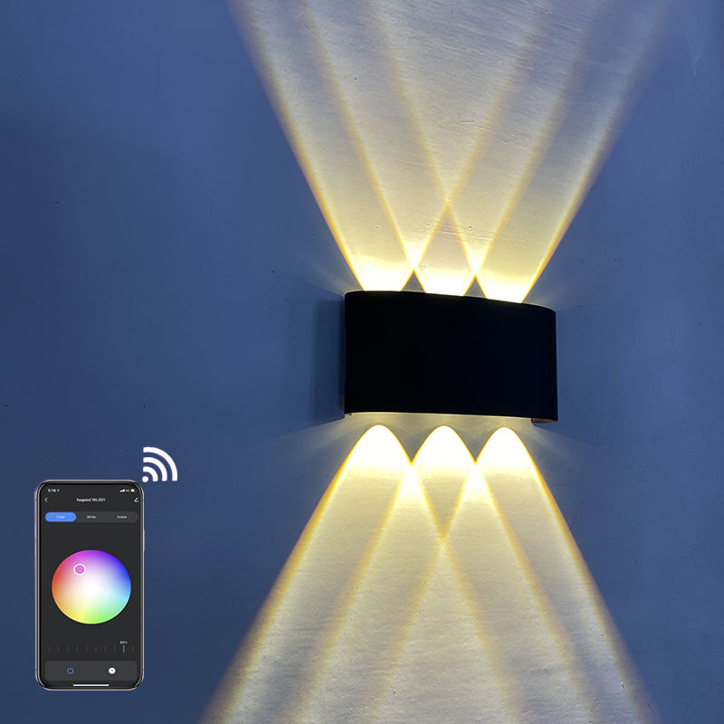Hagood RGBW Smart Outdoor Wall Light 6W/8W Aluminum IP65 Waterproof Garden Wall Sconce